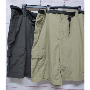 2 PAIR Men's 2XL Canyon Creek Cargo Shorts Nylon Utility Hiking Outdoor Tan Gray